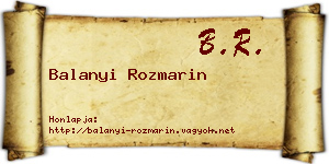 Balanyi Rozmarin névjegykártya